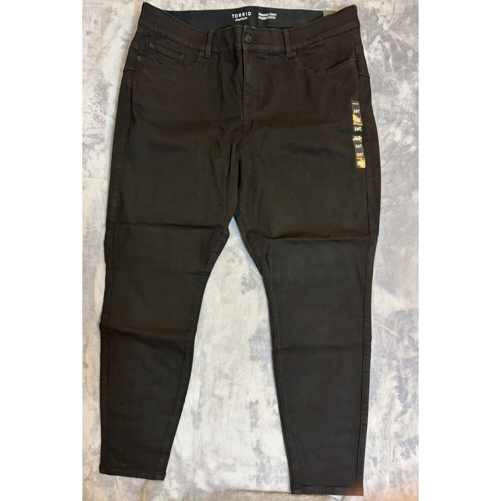 New Torrid Bombshell Skinny Prem Stretch Black Jeans Woman's Size 26 T High Rise